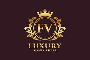 Initial FV Letter Royal Luxury Logo template in vector art for luxurious branding projects and other vector illustration.