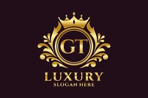 Initial GT Letter Royal Luxury Logo template in vector art for luxurious branding projects and other vector illustration.