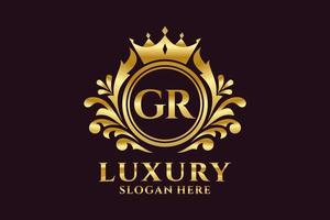 Initial GR Letter Royal Luxury Logo template in vector art for luxurious branding projects and other vector illustration.