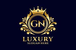 Initial GN Letter Royal Luxury Logo template in vector art for luxurious branding projects and other vector illustration.