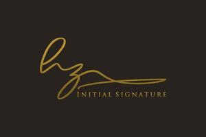 Initial HZ Letter Signature Logo Template elegant design logo. Hand drawn Calligraphy lettering Vector illustration.