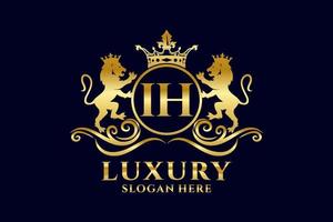 Initial IH Letter Lion Royal Luxury Logo template in vector art for luxurious branding projects and other vector illustration.