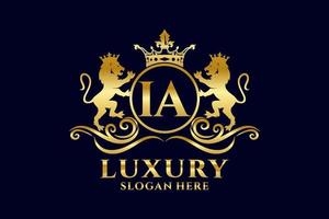 Initial IA Letter Lion Royal Luxury Logo template in vector art for luxurious branding projects and other vector illustration.