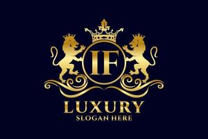 Initial IF Letter Lion Royal Luxury Logo template in vector art for luxurious branding projects and other vector illustration.