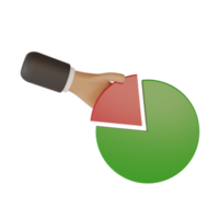 3D-Hand eines Geschäftsmannes, der ein Stück Kuchen nimmt, Konzept eines Steuerbeamten, der Steuern nimmt oder Gewinn mitnimmt, Kreisdiagramm png