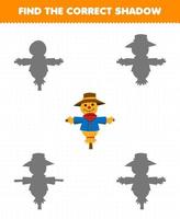 Education game for children find the correct shadow set of cute cartoon windmill printable farm worksheet vector