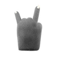 Manos de lobo peludo 3d en estilo de dibujos animados de plástico. gesto de dedos de roca. hombre lobo monstruo halloween personaje palmas. renderizado aislado de alta calidad png