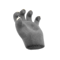 3D mãos de lobo peludo em estilo cartoon de plástico. pegar o gesto dos dedos. palmas de personagem de halloween de monstro de lobisomem. renderização isolada de alta qualidade png