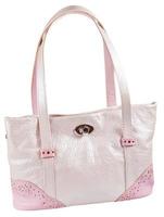 pink leather lady's bag isolated photo