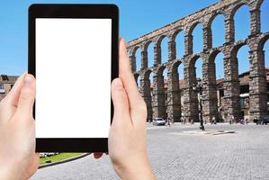 tourist photographs of Aqueduct of Segovia, Spain photo