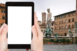 tourist photographs Piazza della Signoria Florence photo