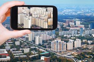 tourist photographs of block of modern houses photo