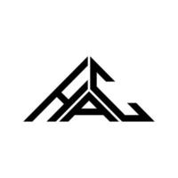 diseño creativo del logotipo de la letra hac con gráfico vectorial, logotipo sencillo y moderno hac en forma de triángulo. vector