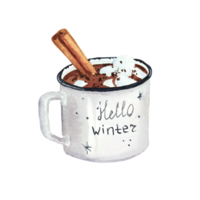 tasse de cacao de noël aquarelle png