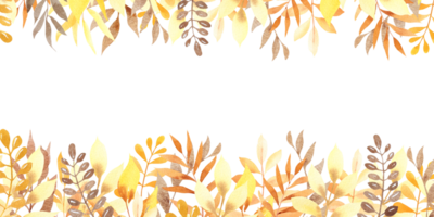 Watercolor autumn leaves frame png