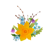 acquerello primavera fiori mazzo png