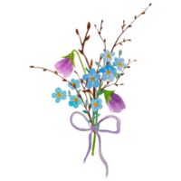 acquerello primavera fiori mazzo png