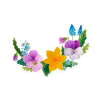 Watercolor spring flowers bouquet png