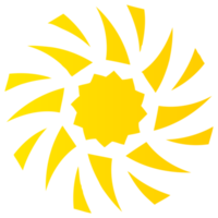 Sol ikon i ljus gul Färg. png med transparent bakgrund.