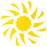 Sun icon in bright yellow color. PNG with transparent background.