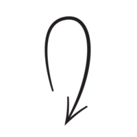 Line art arrow with black thin line. PNG with transparent background.