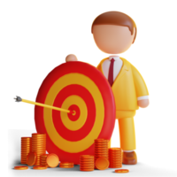 3d character of business man with target png