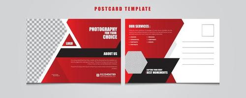 plantilla de diseño de postal de fotografía, plantilla de postal. diseño de postales de negocios profesionales corporativos, diseño de tarjetas de eventos, diseño de invitaciones, plantilla eddm de correo directo. vector