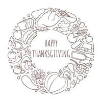 happy thanksgiving doodle art vector