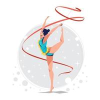 Rhythmic Gymnastics Dancing with Ribbon Concept vector