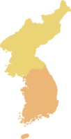 doodle freehand drawing of north and south Korea map. png