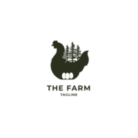 hühnerfarm logo illustration design, hahn vintage. png