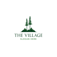 logo de prairie pin noir de vallée, illustration de silhouette d'arbre pour la conception de paysage ou le modèle d'art d'impression. png