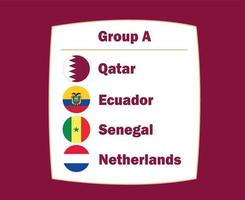 Netherlands Qatar Ecuador And Senegal Flag Emblem Countries Group A Symbol Design football Final Vector Football Teams Illustration