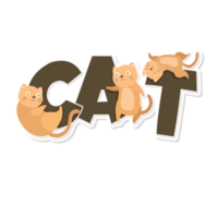 kat en woord tekenfilm sticker png