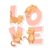 adesivo de desenho animado de gato e palavra png