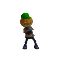 pose de monstruo de calabaza halloween png