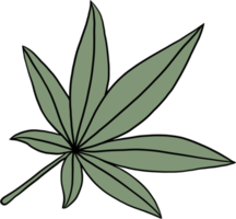 simplicidad hoja de cannabis dibujo a mano alzada diseño plano. png