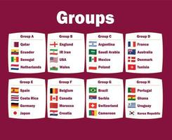 32 Countries Flag Ribbon Groups Symbol Design football Final Vector Countries Football Teams Illustration