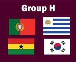 portugal corea del sur uruguay y ghana emblema bandera grupo h diseño de símbolo fútbol final vector países equipos de fútbol ilustración