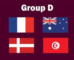 francia danemark australia y túnez emblema bandera grupo d diseño de símbolo fútbol final vector países equipos de fútbol ilustración