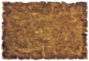 old parchment paper sheet vintage aged or texture isolated on white background photo