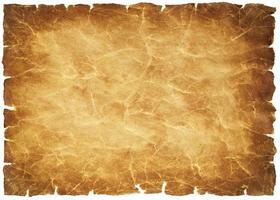 old parchment paper sheet vintage aged or texture isolated on white background photo