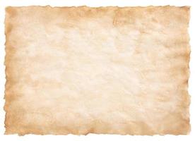 old parchment paper sheet vintage aged or texture isolated on white background photo