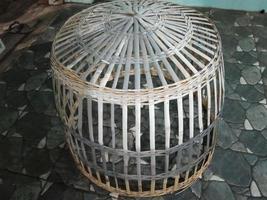 jaula de pollo tradicional hecha de bambú tejido foto