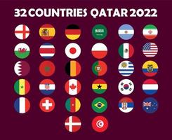 32 Countries Flag Emblem Symbol Design football Final Vector Countries Football Teams Illustration