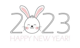 Rabbit symbol of 2023. Vector illustration.