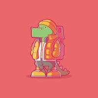 Cool Dino Character vector illustration. Style, clothing, funny design concept.