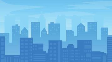 Morning city skyline silhouette in flat style. modern urban landscape vector