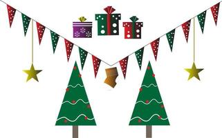 Background christmas tree and gifts. vector