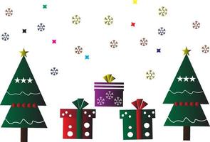 Merry cristmas tree background and boxes. vector